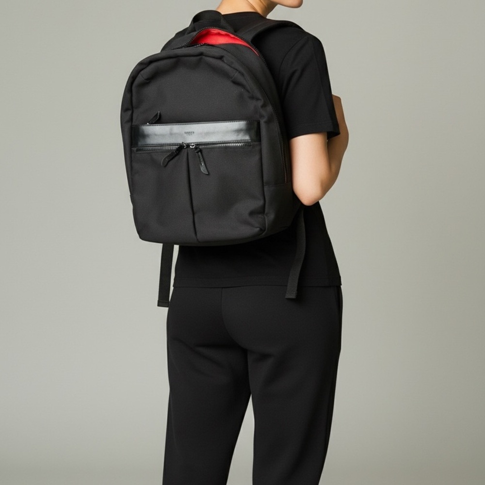 Black Backpack with Red Lining – Sleek Everyday Women’s Pack